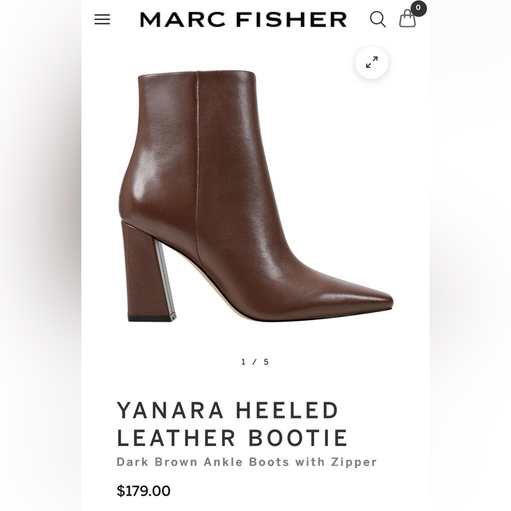 Marc Fisher Cognac size 8 YANARA HEELED LEATHER BOOTIE
Ankle Boots with Zipper